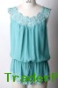 Ladies Silk Cdc Top With Floweral Applique Om Neckline And Hem(Ft21258)