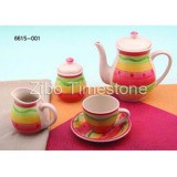 15pc Hand Painted Stoneware Tea Set (6615-001)