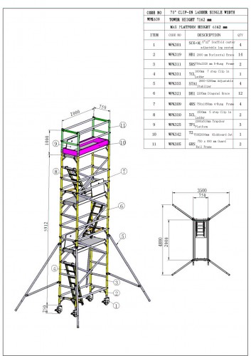 Aluminum scaffolding tower