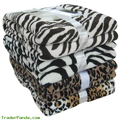 Animal Printed Coral Fleece Blanket & Throw